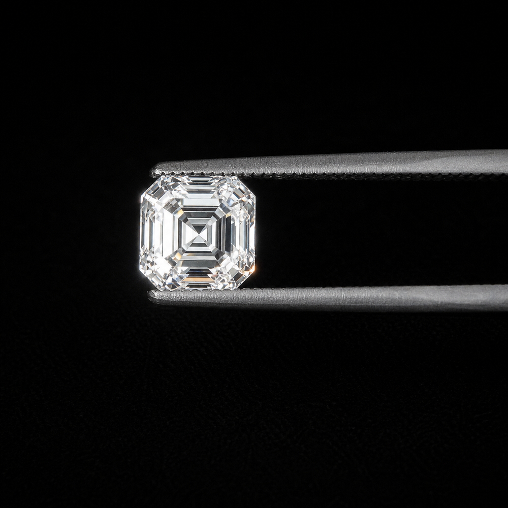 Diament laboratoryjny szlif Asscher kwadratowy Art Deco 1 karat
